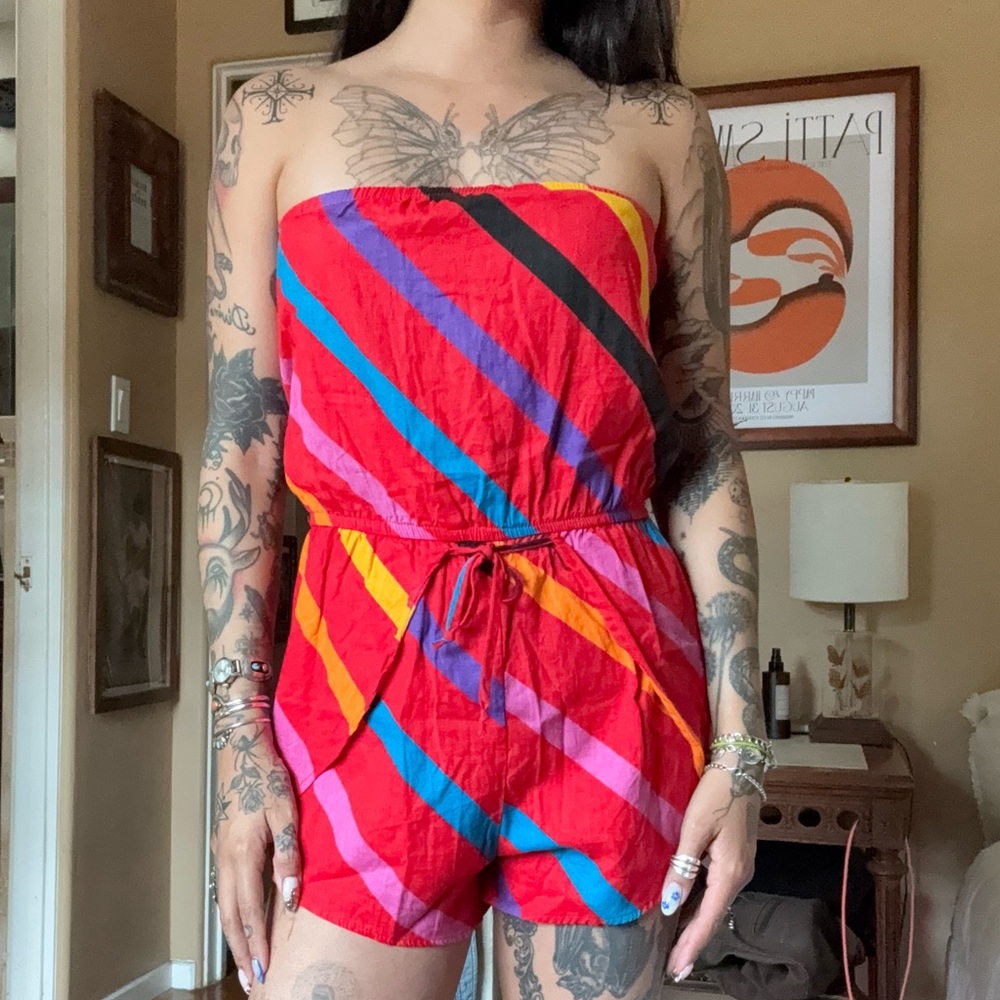Vintage Multicolor Striped Jumpsuit
